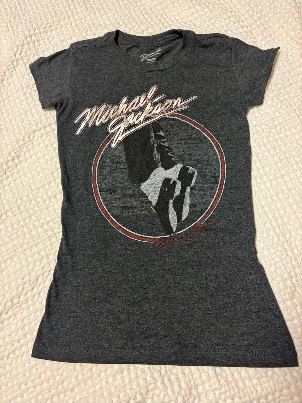 Michael Jackson Graphic Tee - Charcoal with White & Red Print